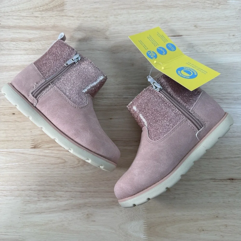 Munchkin Stride Rite Little Girl's Size 11M‎ Avalon Pink Glitter Side-Zip Boots